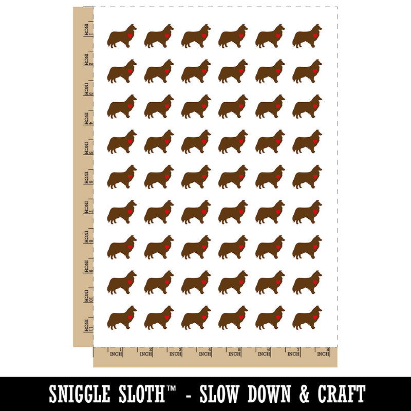 Rough Collie Dog with Heart Temporary Tattoo Water Resistant Fake Body Art Set Collection (1 Sheet)