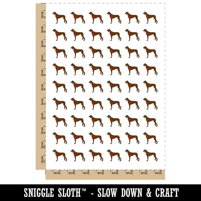 Saluki Dog with Heart Temporary Tattoo Water Resistant Fake Body Art Set Collection (1 Sheet)