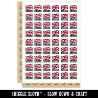 United Kingdom with Waving Flag Union Jack Cute Temporary Tattoo Water Resistant Fake Body Art Set Collection (1 Sheet)