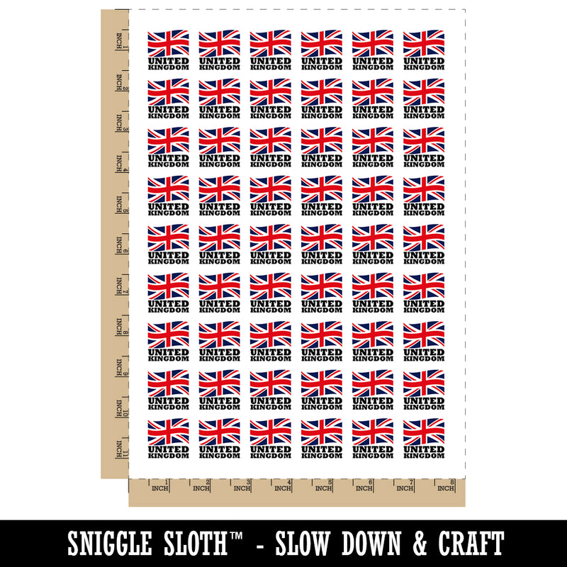 United Kingdom with Waving Flag Union Jack Cute Temporary Tattoo Water Resistant Fake Body Art Set Collection (1 Sheet)