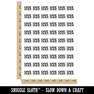 Pixel Video Game Over Text Temporary Tattoo Water Resistant Fake Body Art Set Collection (1 Sheet)