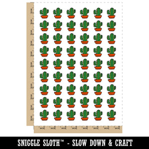 Hand Drawn Cactus Doodle Temporary Tattoo Water Resistant Fake Body Art Set Collection (1 Sheet)