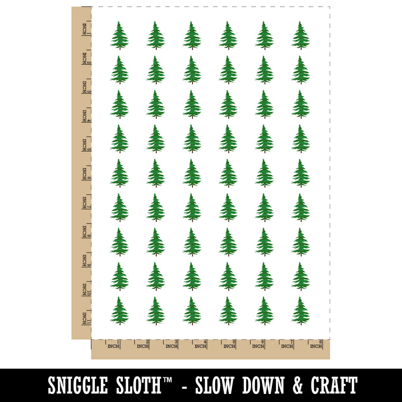 Hand Drawn Sketchy Christmas Evergreen Tree Temporary Tattoo Water Resistant Fake Body Art Set Collection (1 Sheet)