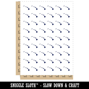 Hawaii State Silhouette Temporary Tattoo Water Resistant Fake Body Art Set Collection (1 Sheet)