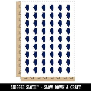 Illinois State Silhouette Temporary Tattoo Water Resistant Fake Body Art Set Collection (1 Sheet)