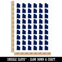 Utah State Silhouette Temporary Tattoo Water Resistant Fake Body Art Set Collection (1 Sheet)