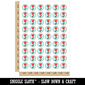 Tulip Flower in Circle Temporary Tattoo Water Resistant Fake Body Art Set Collection (1 Sheet)