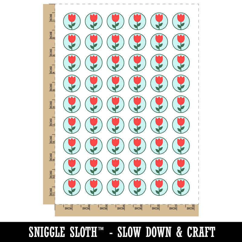 Tulip Flower in Circle Temporary Tattoo Water Resistant Fake Body Art Set Collection (1 Sheet)