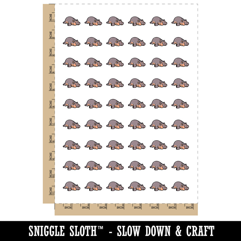 Lazy Hippo Hippopotamus Cute Temporary Tattoo Water Resistant Fake Body Art Set Collection (1 Sheet)
