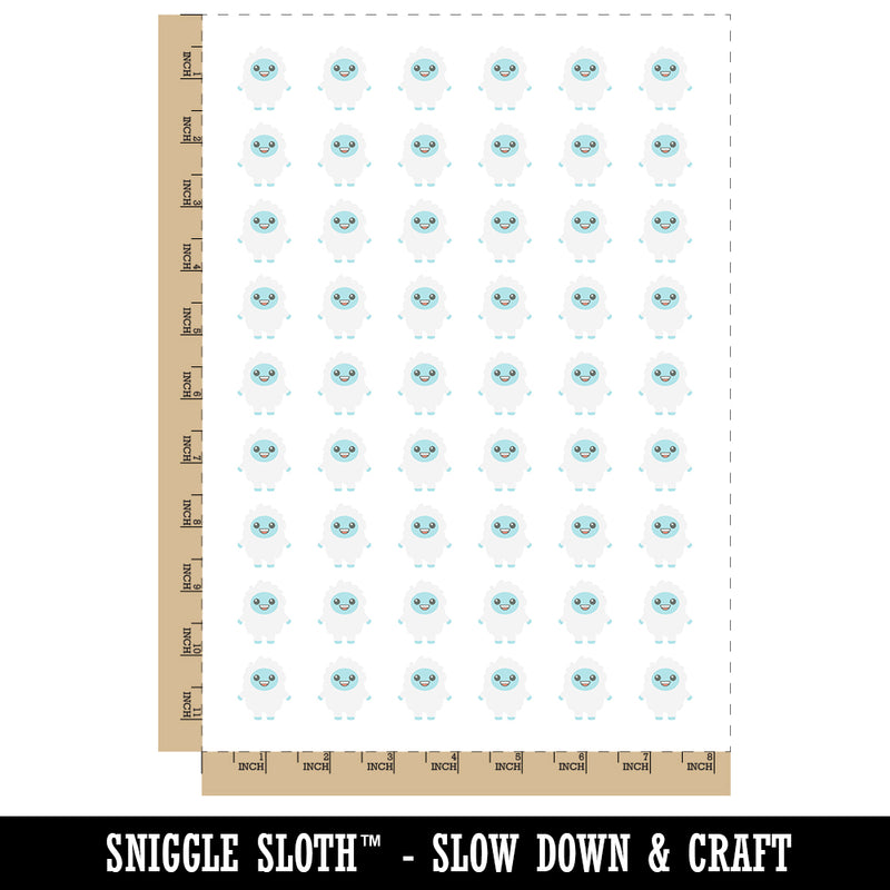 Excited Happy Kawaii Chibi Yeti Temporary Tattoo Water Resistant Fake Body Art Set Collection (1 Sheet)