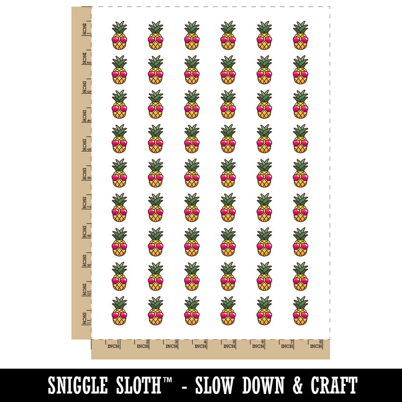 Pineapple Wearing Sunglasses Temporary Tattoo Water Resistant Fake Body Art Set Collection (1 Sheet)