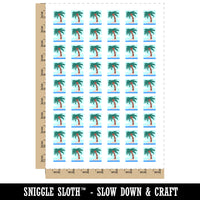 Palm Tree on Tropical Island Temporary Tattoo Water Resistant Fake Body Art Set Collection (1 Sheet)