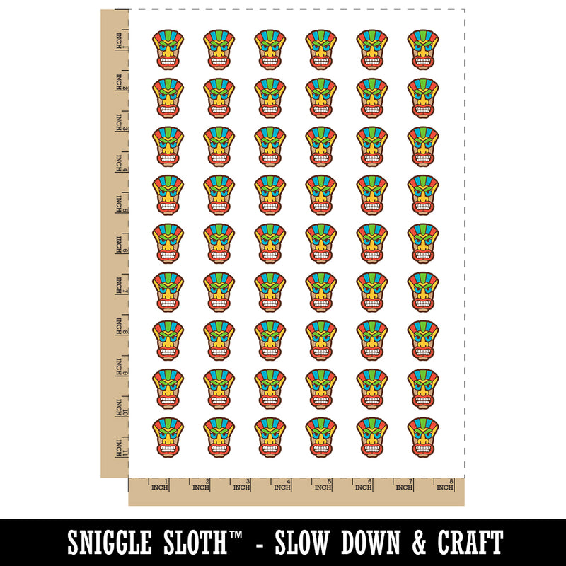 Tiki Mask Hawaii Luau Temporary Tattoo Water Resistant Fake Body Art Set Collection (1 Sheet)