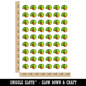 Cautiously Curled Chameleon Lizard Temporary Tattoo Water Resistant Fake Body Art Set Collection (1 Sheet)
