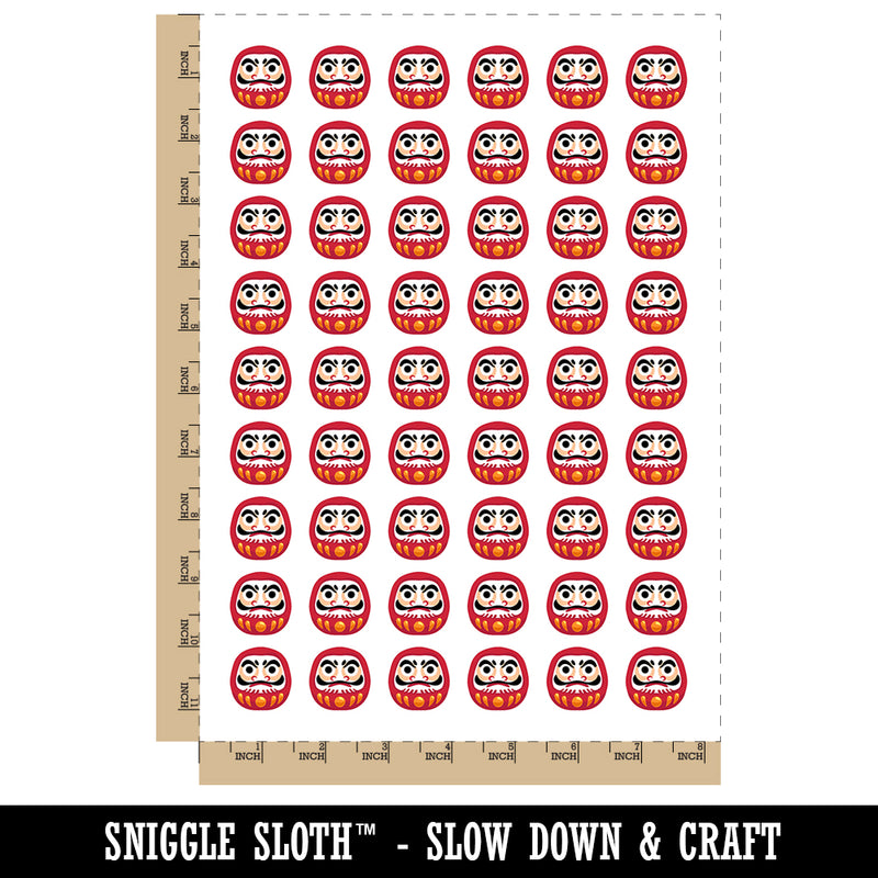 Japanese Daruma Doll Zen Buddhism Bodhidharma Temporary Tattoo Water Resistant Fake Body Art Set Collection (1 Sheet)
