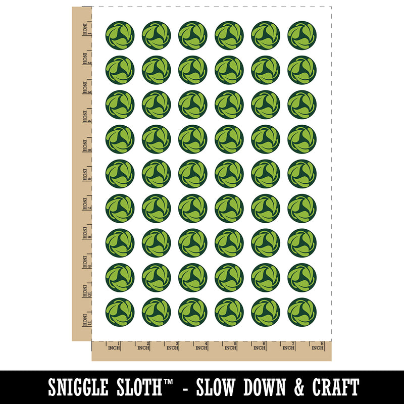 Three Leaves Circle Recycle Pattern Temporary Tattoo Water Resistant Fake Body Art Set Collection (1 Sheet)