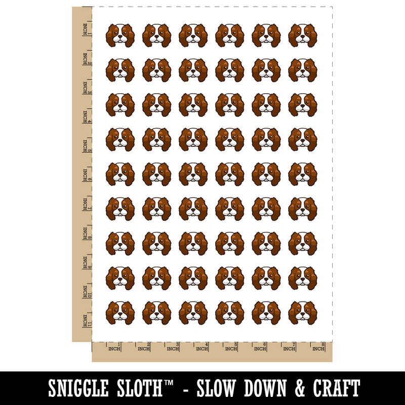 Cartoon Cavalier King Charles Spaniel Head Temporary Tattoo Water Resistant Fake Body Art Set Collection (1 Sheet)