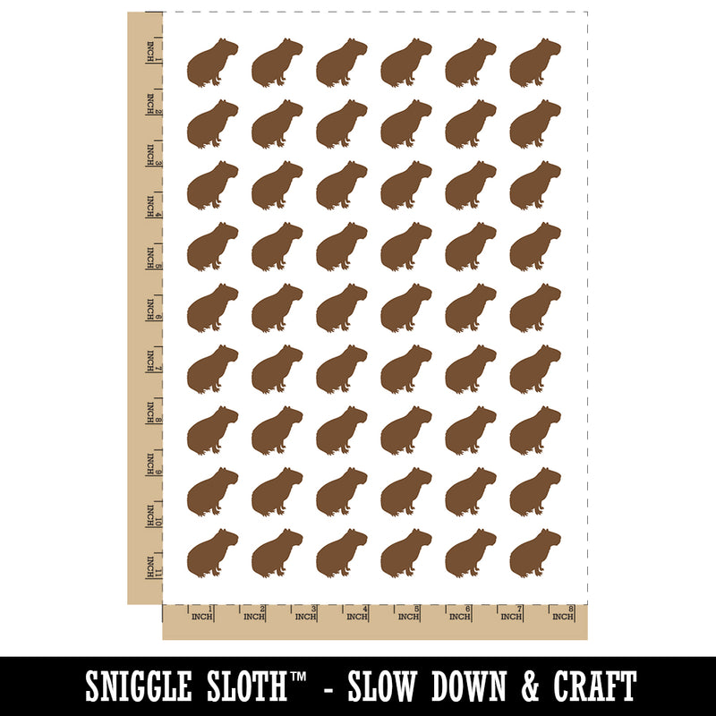Capybara Rodent Silhouette Temporary Tattoo Water Resistant Fake Body Art Set Collection (1 Sheet)