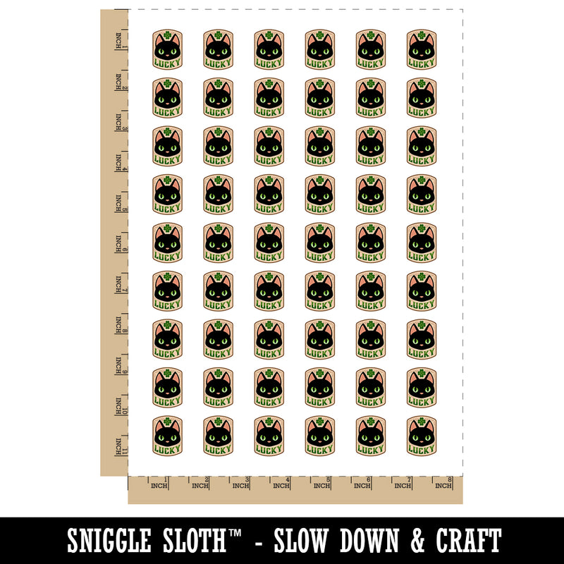 Lucky Black Cat with Clover Temporary Tattoo Water Resistant Fake Body Art Set Collection (1 Sheet)