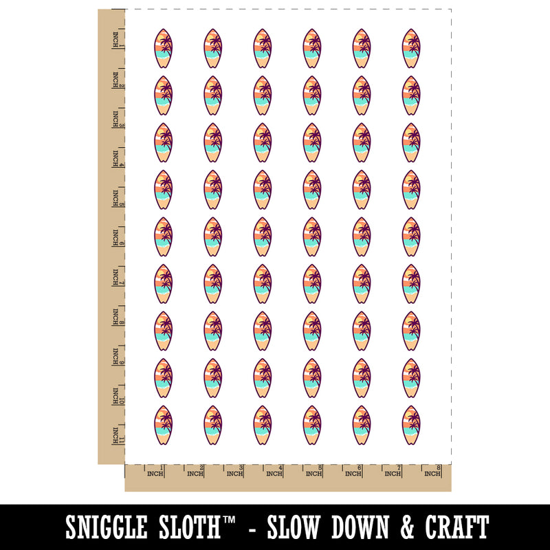 Tropical Beach Surfboard Hawaii Temporary Tattoo Water Resistant Fake Body Art Set Collection (1 Sheet)