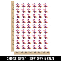 Cute Witch Floating on Broom Temporary Tattoo Water Resistant Fake Body Art Set Collection (1 Sheet)