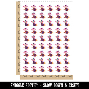 Cute Witch Floating on Broom Temporary Tattoo Water Resistant Fake Body Art Set Collection (1 Sheet)