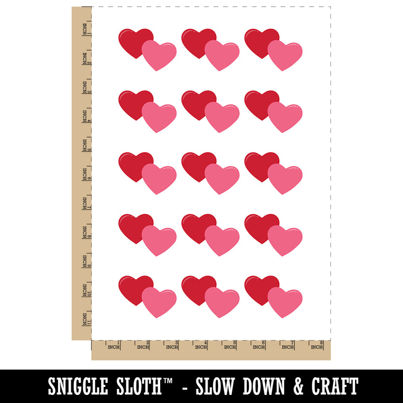 Double Heart Symbol Temporary Tattoo Water Resistant Fake Body Art Set Collection (1 Sheet)