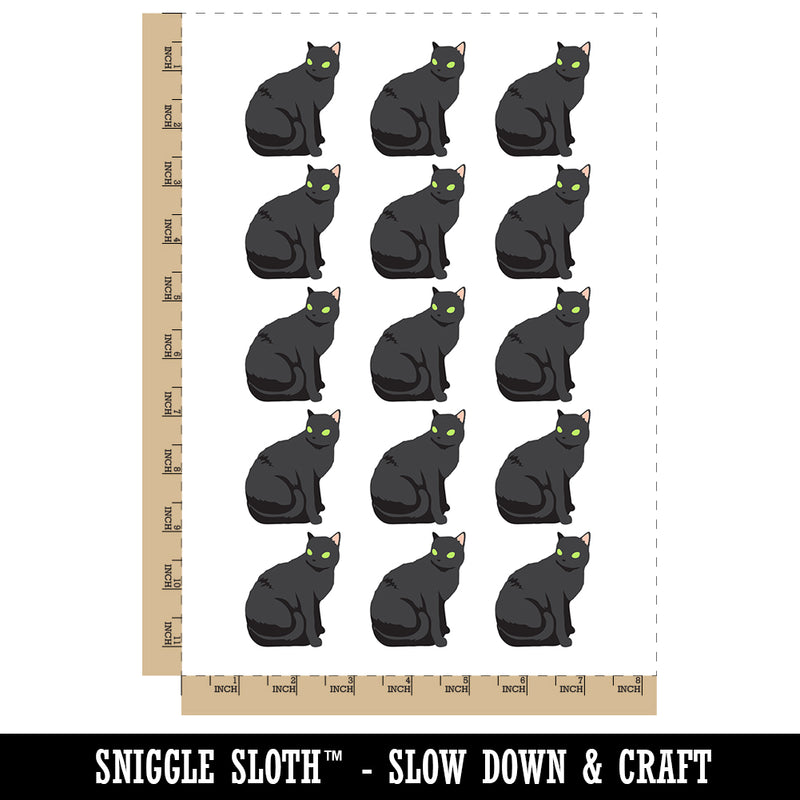 Cat Sitting Side Profile Solid Temporary Tattoo Water Resistant Fake Body Art Set Collection (1 Sheet)