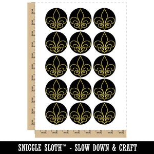 Fleur de Lis Outline Temporary Tattoo Water Resistant Fake Body Art Set Collection (1 Sheet)