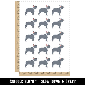 French Bulldog Dog Solid Temporary Tattoo Water Resistant Fake Body Art Set Collection (1 Sheet)