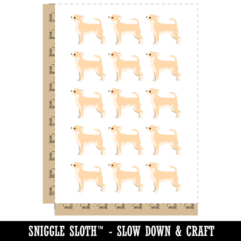 Smooth Coat Chihuahua Apple Head Dog Solid Temporary Tattoo Water Resistant Fake Body Art Set Collection (1 Sheet)