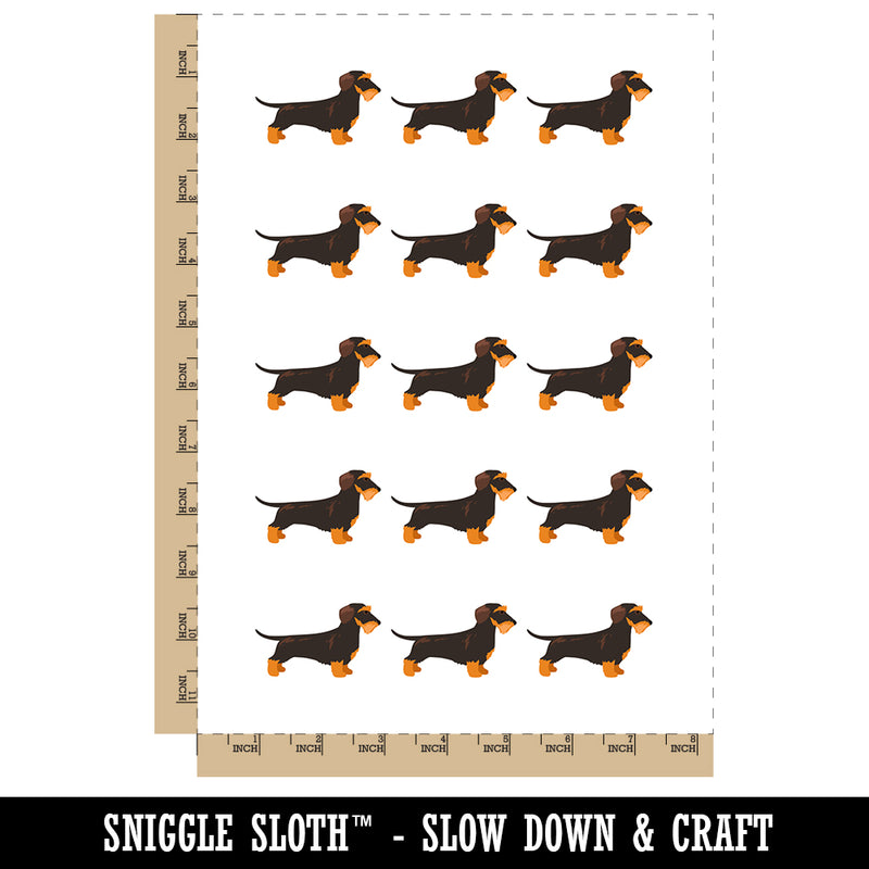 Wirehaired Dachshund Dog Solid Temporary Tattoo Water Resistant Fake Body Art Set Collection (1 Sheet)
