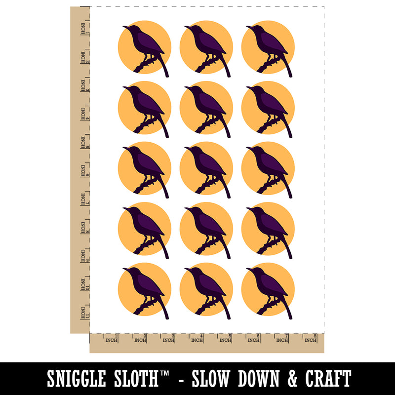 Bird on Branch Solid Temporary Tattoo Water Resistant Fake Body Art Set Collection (1 Sheet)