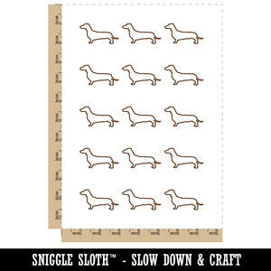 Smooth Haired Dachshund Dog Outline Temporary Tattoo Water Resistant Fake Body Art Set Collection (1 Sheet)
