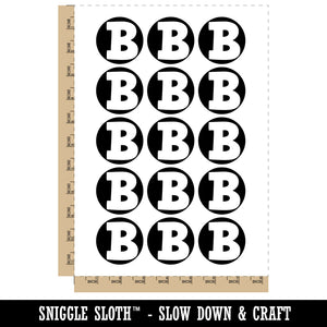 Letter B Uppercase Fun Bold Font Temporary Tattoo Water Resistant Fake Body Art Set Collection (1 Sheet)