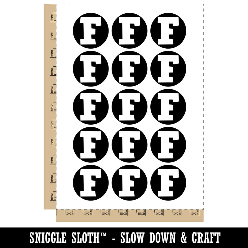 Letter F Uppercase Fun Bold Font Temporary Tattoo Water Resistant Fake Body Art Set Collection (1 Sheet)