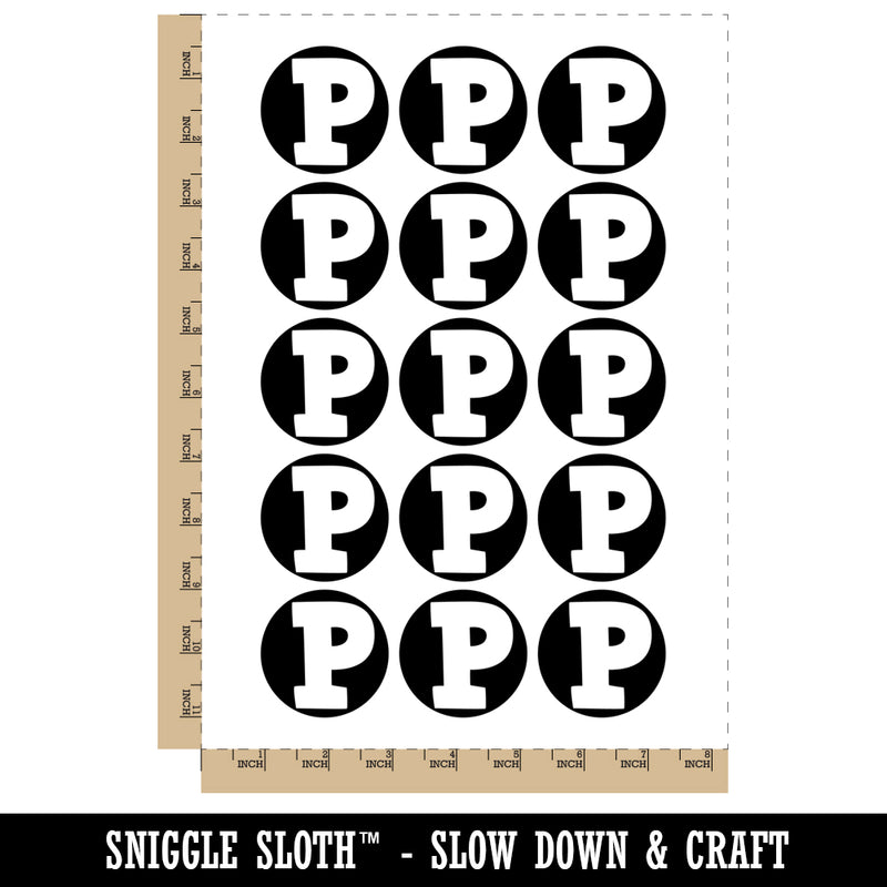 Letter P Uppercase Fun Bold Font Temporary Tattoo Water Resistant Fake Body Art Set Collection (1 Sheet)