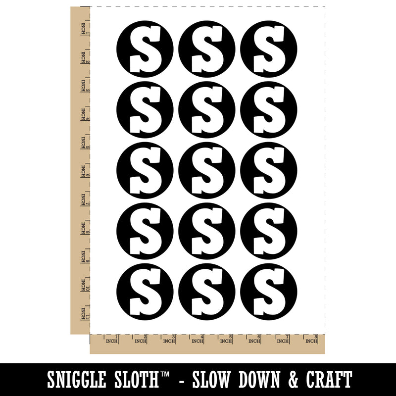 Letter S Uppercase Fun Bold Font Temporary Tattoo Water Resistant Fake Body Art Set Collection (1 Sheet)
