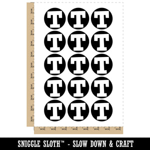 Letter T Uppercase Fun Bold Font Temporary Tattoo Water Resistant Fake Body Art Set Collection (1 Sheet)