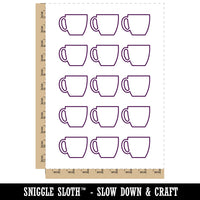 Coffee Mug Cup Outline Temporary Tattoo Water Resistant Fake Body Art Set Collection (1 Sheet)