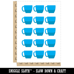 Coffee Mug Cup Solid Temporary Tattoo Water Resistant Fake Body Art Set Collection (1 Sheet)