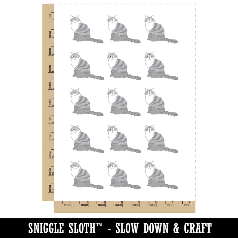 Fluffy Cat Solid Temporary Tattoo Water Resistant Fake Body Art Set Collection (1 Sheet)