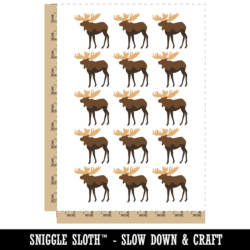 Moose Solid Temporary Tattoo Water Resistant Fake Body Art Set Collection (1 Sheet)
