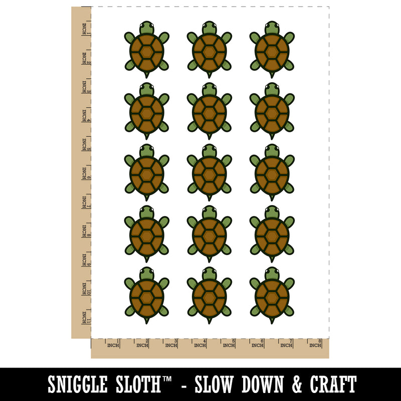 Turtle Top View Temporary Tattoo Water Resistant Fake Body Art Set Collection (1 Sheet)