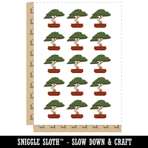 Bonsai Tree Solid Temporary Tattoo Water Resistant Fake Body Art Set Collection (1 Sheet)