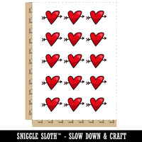 Heart Outline with Arrow Temporary Tattoo Water Resistant Fake Body Art Set Collection (1 Sheet)