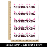 Meow Cat Fun Text Temporary Tattoo Water Resistant Fake Body Art Set Collection (1 Sheet)