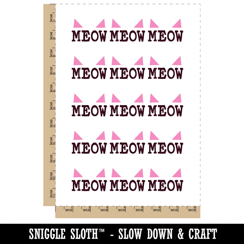 Meow Cat Fun Text Temporary Tattoo Water Resistant Fake Body Art Set Collection (1 Sheet)