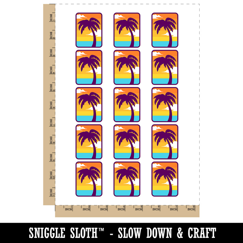 Palm Tree Tropical Solid Temporary Tattoo Water Resistant Fake Body Art Set Collection (1 Sheet)