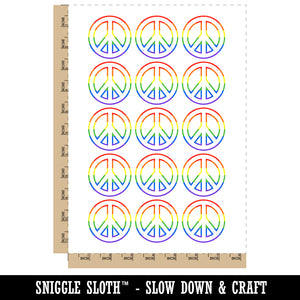 Peace Sign Outline Temporary Tattoo Water Resistant Fake Body Art Set Collection (1 Sheet)